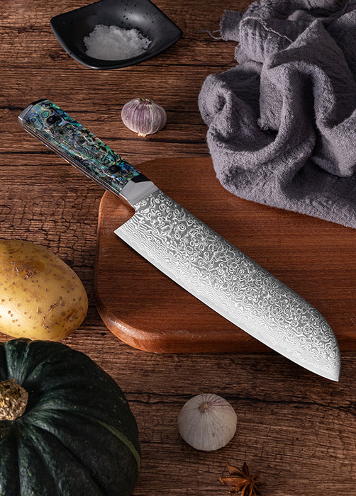Chef's Elite – 8” Handmade Damascus Chef Knife with Abalone Handle