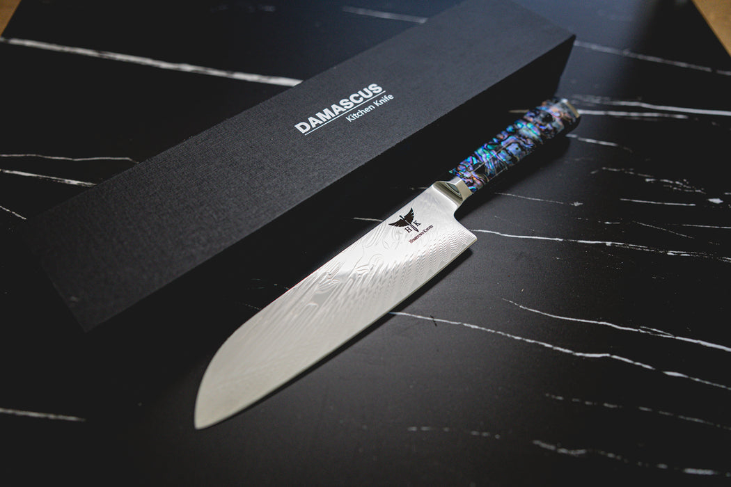 Chef's Elite – 8” Handmade Damascus Chef Knife with Abalone Handle