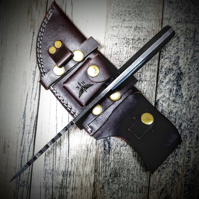 HTS-2 Wide SANMAI Damascus Tracker Blk / Handmade / Custom / Forged  / High Polished / Micarta handle/ Survival Tool / Bushcraft / Field - HomeTown Knives