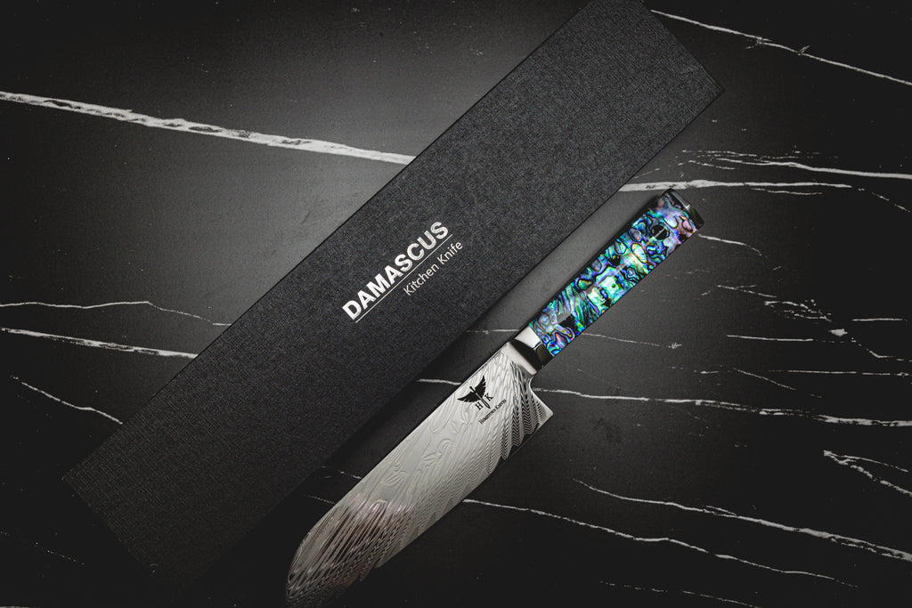 Chef's Elite – 8” Handmade Damascus Chef Knife with Abalone Handle