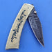 HTS-269 Engraved Brass Damascus knife  Custom Hand Made / Brass handle  / Liner Lock - HomeTown Knives