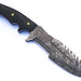 HTS-57  Damascus Knife custom handmade Tracker / Black Micarta handle / Drop Point / - HomeTown Knives