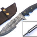 HTS-57  Damascus Knife custom handmade Tracker / Black Micarta handle / Drop Point / - HomeTown Knives