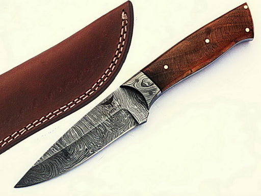 HTS-76 Damascus Utility Knife/ Skinner / Hunting / Camping / Hand Made / Custom / EXOTIC HIMALAYAN Wood Handle / - HomeTown Knives