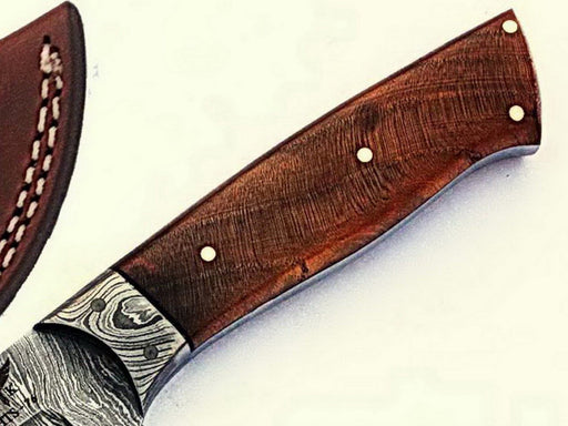 HTS-76 Damascus Utility Knife/ Skinner / Hunting / Camping / Hand Made / Custom / EXOTIC HIMALAYAN Wood Handle / - HomeTown Knives