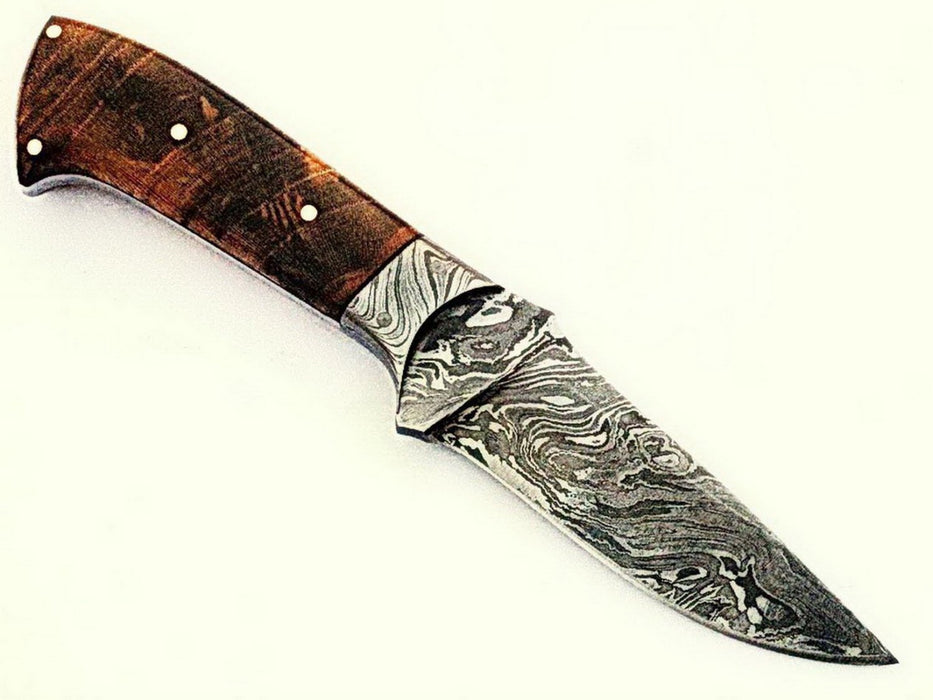 HTS-96 Damascus Utility Knife/ Skinner / Hunting / Camping / Hand Made / Custom / EXOTIC HIMALAYAN Wood Handle / - HomeTown Knives