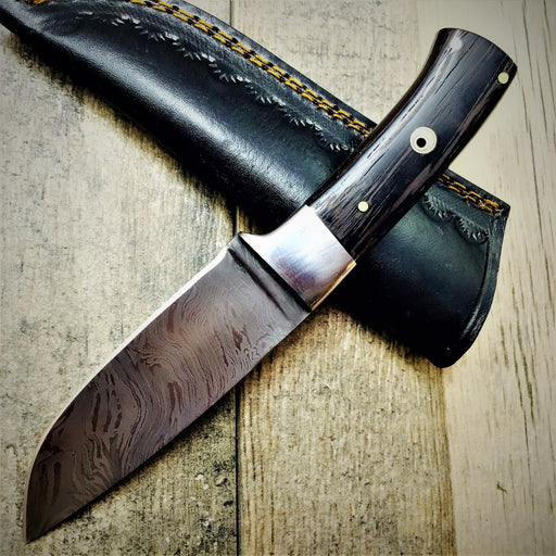 HTS-84 Damascus Fire Hunter // Custom // WENGE Handle // Damascus Fittings Mirror Polish // Camp // Hunting // Full Hollow Grind // SHARP - HomeTown Knives