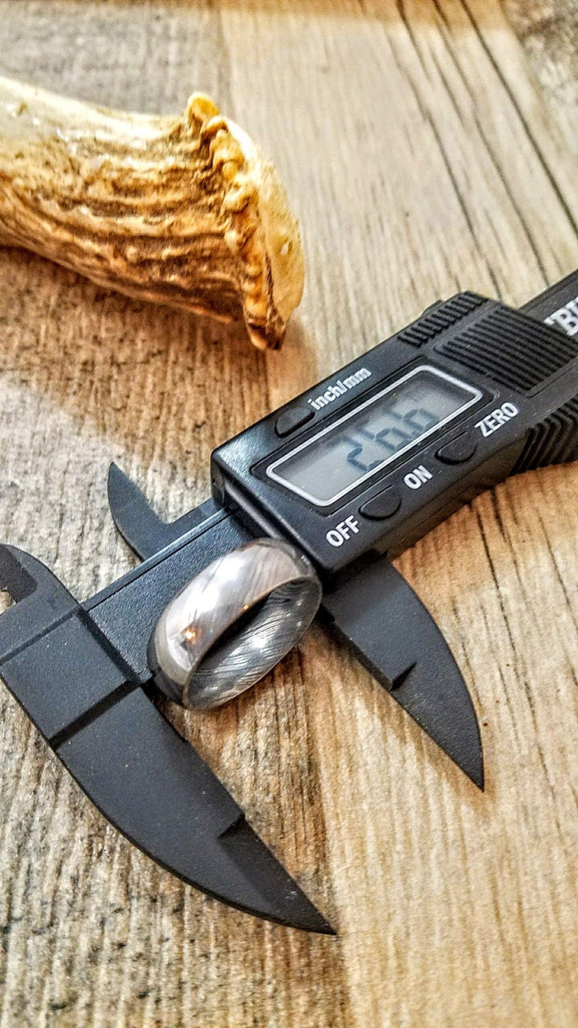 HTRNG 1 Damascus Ring : Forged & Hand Crafted  - Rounded Center