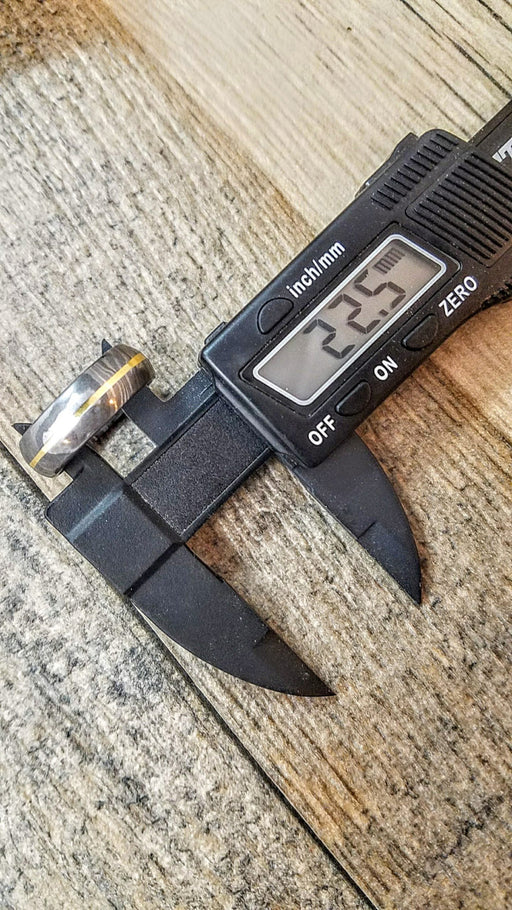 HTU-1 Damascus Ring : Forged & Hand Crafted  - Embedded Brass Liner - HomeTown Knives