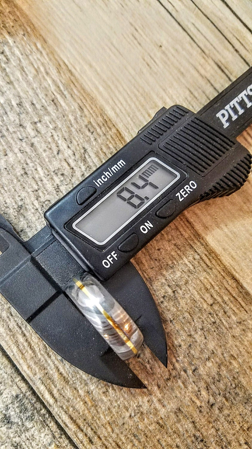 HTR 0 - Damascus Ring : Forged & Hand Crafted  - Embedded Brass Liner