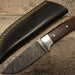 HTS 84r Paduk Wood Skinner / 3.5" Blade / Hand Crafted and Hand Forged/ Damascus Steel / Fire Pattern - HomeTown Knives