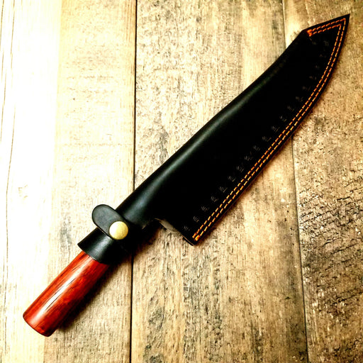 HTS-500 /  Damascus Knife custom handmade  Chef Knife / / 10" Long Damascus Blade / 5" Paduk Handle / Hex Grind / Ergonomics - HomeTown Knives