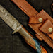 HTB-10  SANMAI Damascus Bowie Hunter Knife / Walnut with Resin Handle / Camping / SKINNER / Hunting Game / Tactical / Throwing Knife - HomeTown Knives