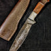HTB-9  HANDFORGED Damascus Bowie Hunter Knife / Walnut & Micarta Handle / Camping / Hunting Game / Throwing Knife - HomeTown Knives