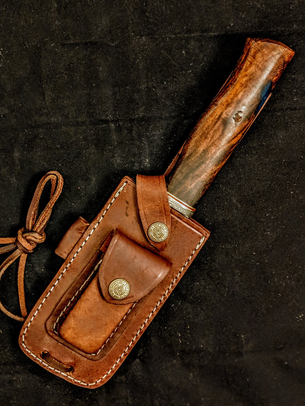 HTB-10  SANMAI Damascus Bowie Hunter Knife / Walnut with Resin Handle / Camping / SKINNER / Hunting Game / Tactical / Throwing Knife - HomeTown Knives