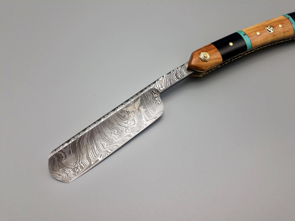 HTR-11 Damascus Straight Razor / Hand Forged Shaving Razor / Mens Beard Care / Beard Gifts / Mens Skincare / Mens Razor / Shaving Accessory
