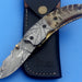HTNF-1 Damascus Folder / Hand Made / Custom / Forged Damascus handle / Ram Horn - HomeTown Knives