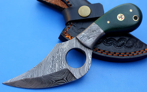 HT-7a  Damascus Knife custom handmade Skinner / Micarta handle / Great quality - HomeTown Knives