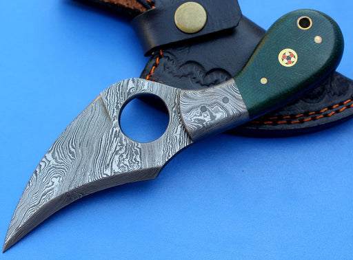 HT-7a  Damascus Knife custom handmade Skinner / Micarta handle / Great quality - HomeTown Knives