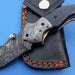 HTK-116 Damascus Folder / Hand Made / Custom / Buffalo Horn handle / Damascus steel bolster / Liner Lock - HomeTown Knives