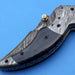 HTK-116 Damascus Folder / Hand Made / Custom / Buffalo Horn handle / Damascus steel bolster / Liner Lock - HomeTown Knives