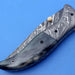 HTK-124 Damascus Folder / Hand Made / Custom / Color Camel Bone handle / Damascus steel bolster / Liner Lock - HomeTown Knives