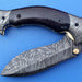 HTK-126 Damascus Folder / Hand Made / Custom / Color Camel Bone handle / Damascus steel bolster / Liner Lock - HomeTown Knives
