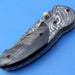 HTK-128 Damascus Folder / Hand Made / Custom / Buffalo Horn handle / Damascus steel bolster / Liner Lock - HomeTown Knives
