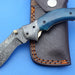 HTK-130 Damascus Knife / Hand Made / Custom / Colour Camel Bone handle / Damascus steel bolster / Liner Lock - HomeTown Knives