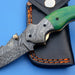 HTK-117 Damascus Folder / Hand Made / Custom / Color Camel Bone handle / Damascus steel bolster / Liner Lock - HomeTown Knives