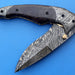 HTK-119 Damascus Folder / Hand Made / Custom / Color Camel Bone handle / Damascus steel bolster / Liner Lock - HomeTown Knives