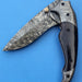 HTK-119 Damascus Folder / Hand Made / Custom / Color Camel Bone handle / Damascus steel bolster / Liner Lock - HomeTown Knives