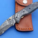 HTK-124 Damascus Folder / Hand Made / Custom / Color Camel Bone handle / Damascus steel bolster / Liner Lock - HomeTown Knives