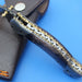 HTK-126 Damascus Folder / Hand Made / Custom / Color Camel Bone handle / Damascus steel bolster / Liner Lock - HomeTown Knives