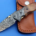 HTK-127 Damascus Folder / Hand Made / Custom / Olive Wood handle / Damascus steel bolster / Liner Lock - HomeTown Knives