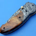 HTK-127 Damascus Folder / Hand Made / Custom / Olive Wood handle / Damascus steel bolster / Liner Lock - HomeTown Knives