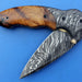HTK-127 Damascus Folder / Hand Made / Custom / Olive Wood handle / Damascus steel bolster / Liner Lock - HomeTown Knives