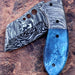 HTK 82 - Damascus Folder / Hand Made / Custom / Color Camel Bone handle / Damascus steel bolster / Liner Lock - HomeTown Knives