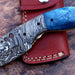 HTK 82 - Damascus Folder / Hand Made / Custom / Color Camel Bone handle / Damascus steel bolster / Liner Lock - HomeTown Knives