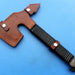 HTK - 139 Custom Handmade Damascus Axe / Camping / Hunting / Full Tang / Leather Wrap / Chisel Edge - HomeTown Knives