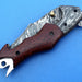 HTK -176 Damascus Folder / Hand Made / Custom / Lace Wood handle / Damascus steel bolster / Liner Lock - HomeTown Knives