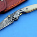 HTK -181 Damascus Folder / Hand Made / Custom / Micarta handle / Damascus steel bolster / Liner Lock - HomeTown Knives