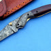 HTK -175 Damascus Folder / Hand Made / Custom / Purple Heart Wood handle / Damascus steel bolster / Liner Lock - HomeTown Knives