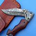 HTK -176 Damascus Folder / Hand Made / Custom / Lace Wood handle / Damascus steel bolster / Liner Lock - HomeTown Knives