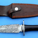 HT-46  Damascus Custom handmade Dagger / Rose wood handle / Damascus Fire Pattern / Full Hidden Tang / - HomeTown Knives