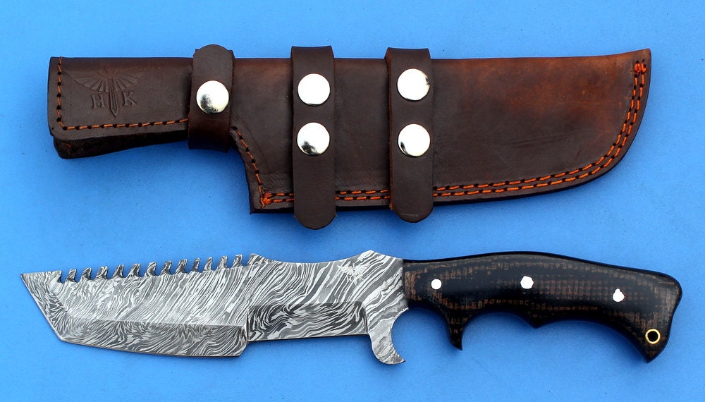 HomeTown Knives | HTK-186  Damascus Knife custom handmade Tanto Tracker