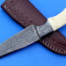 HTK - 213 Damascus  Knife / Custom / Hand Made  / Skinner / Hunting / Camping / Camel Bone Handle / Scrimshaw Art Work / Feather Pattern - HomeTown Knives
