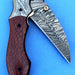 HTK - 216  Damascus Folder / Hand Made / Custom / Lace Wood handle / Damascus steel bolster / Liner Lock - HomeTown Knives