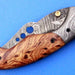 HTK 226 Damascus Skinner Style Folder / Pocket Knife / Handmade / Custom / Forged / Olive Wood Handle / Hand Filed Spine / UTILITY - HomeTown Knives