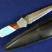 HTKVN4 Custom Handmade Damascus steel BOOT Knife/ Dagger Knife / Turquoise Bone + Walnut + Camel Bone Handle / EXCLUSIVE - HomeTown Knives